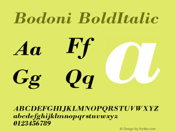 Bodoni BoldItalic Version 1 Font Sample