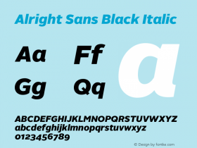 AlrightSans-BlackItalic Version 1.003;PS 001.001;hotconv 1.0.57;makeotf.lib2.0.21895图片样张