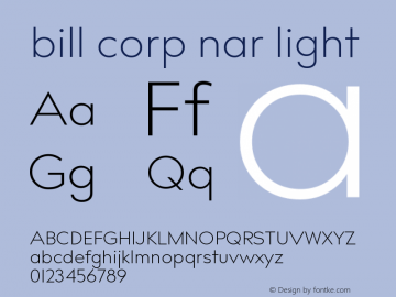 bill corp nar light Version 1.000;PS 002.000;hotconv 1.0.70;makeotf.lib2.5.58329图片样张
