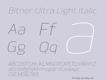 Bitner-UltraLightItalic Version 1.00图片样张