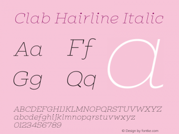 Clab-HairlineItalic Version 1.000 | wf-rip DC20190815图片样张