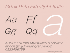 Grtsk Peta Extralight Italic Version 1.000图片样张