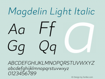 Magdelin-LightItalic Version 1.000 | wf-rip DC20190820图片样张