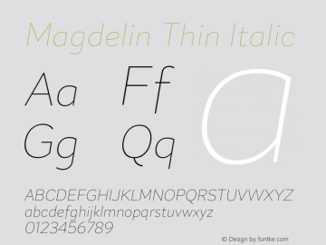 Magdelin-ThinItalic Version 1.000 | wf-rip DC20190820图片样张