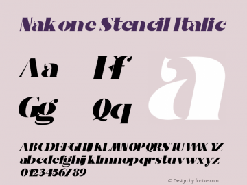 Nakone Stencil Italic Version 1.000 | w-rip DC20190815图片样张
