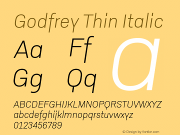 Godfrey-ThinItalic Version 1.001 | wf-rip DC20150710图片样张