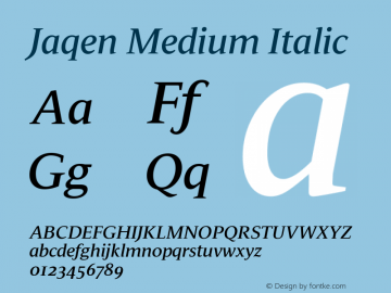 Jaqen Medium Italic Version 001.001 August 2019图片样张