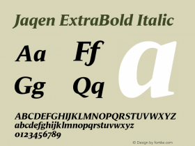 Jaqen ExtraBold Italic Version 001.001 August 2019图片样张