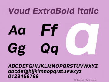 Vaud ExtraBold Italic Version 1.000;PS 001.000;hotconv 1.0.38图片样张
