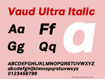 Vaud Ultra Italic Version 1.000;PS 001.000;hotconv 1.0.38图片样张