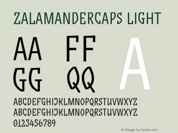 ZalamanderCaps-Light Version 1.000;PS 001.000;hotconv 1.0.49;makeotf.lib2.0.14853图片样张