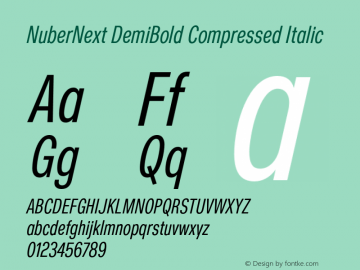 NuberNext DemiBold Compressed Italic Version 001.002 February 2020图片样张