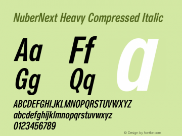 NuberNext Heavy Compressed Italic Version 001.002 February 2020图片样张