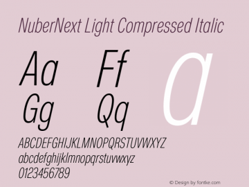 NuberNext Light Compressed Italic Version 001.002 February 2020图片样张