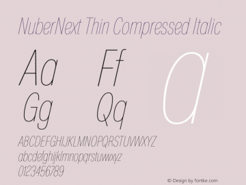 NuberNext Thin Compressed Italic Version 001.002 February 2020图片样张