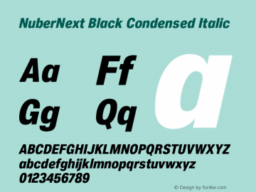 NuberNext Black Condensed Italic Version 001.002 February 2020图片样张