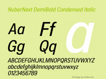 NuberNext DemiBold Condensed Italic Version 001.002 February 2020图片样张