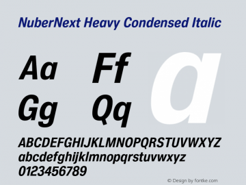 NuberNext Heavy Condensed Italic Version 001.002 February 2020图片样张