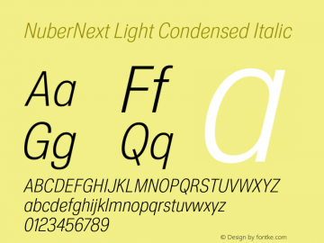 NuberNext Light Condensed Italic Version 001.002 February 2020图片样张