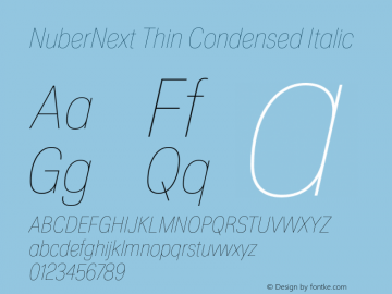 NuberNext Thin Condensed Italic Version 001.002 February 2020图片样张