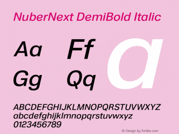 NuberNext DemiBold Italic Version 001.002 February 2020图片样张