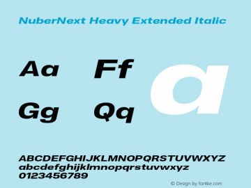 NuberNext Heavy Extended Italic Version 001.002 February 2020图片样张