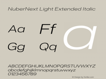 NuberNext Light Extended Italic Version 001.002 February 2020图片样张