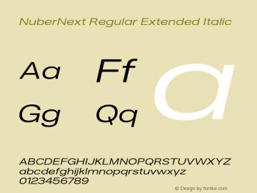 NuberNext Regular Extended Italic Version 001.002 February 2020图片样张