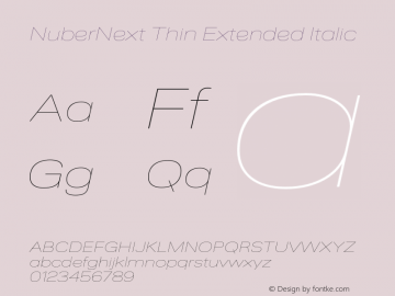 NuberNext Thin Extended Italic Version 001.002 February 2020图片样张