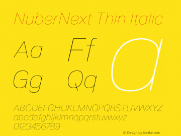 NuberNext Thin Italic Version 001.002 February 2020图片样张