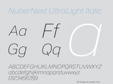 NuberNext UltraLight Italic Version 001.002 February 2020图片样张