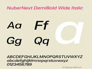 NuberNext DemiBold Wide Italic Version 001.002 February 2020图片样张