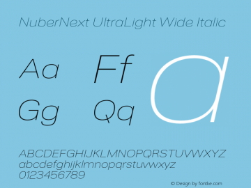 NuberNext UltraLight Wide Italic Version 001.002 February 2020图片样张