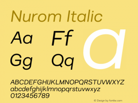 Nurom Italic Version 1.002;PS 001.002;hotconv 1.0.70;makeotf.lib2.5.58329图片样张