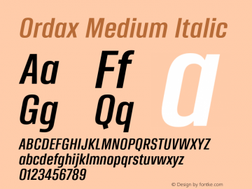 Ordax Medium Italic Version 001.000 Jun 2018图片样张