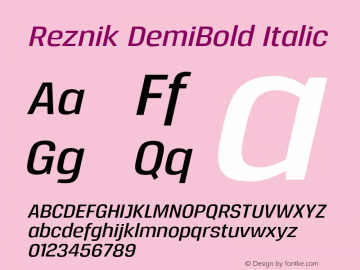 Reznik DemiBold Italic Version 1.001;PS 001.001;hotconv 1.0.70;makeotf.lib2.5.58329图片样张