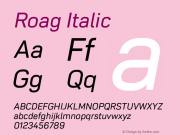 Roag Italic Version 001.000 October 2019图片样张