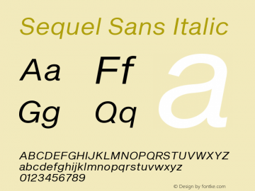 Sequel Sans Italic Version 3.000图片样张