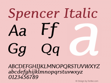 Spencer Italic Version 001.000 Sept 2018图片样张