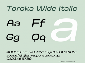 Toroka Wide Italic Version 001.000 April 2021图片样张