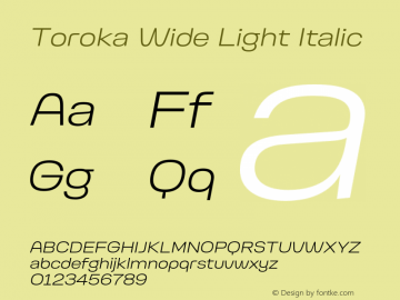 Toroka Wide Light Italic Version 001.000 April 2021图片样张