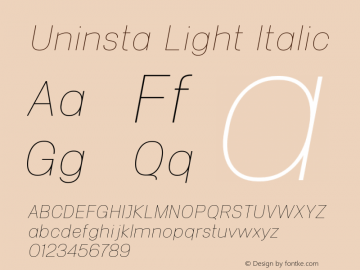 Uninsta Light Italic Version 1.000;PS 001.000;hotconv 1.0.70;makeotf.lib2.5.58329图片样张