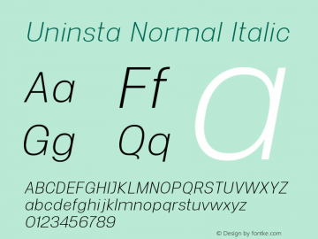 Uninsta Normal Italic Version 1.000;PS 001.000;hotconv 1.0.70;makeotf.lib2.5.58329图片样张
