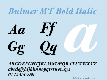 Bulmer MT Bold Italic 001.005 Font Sample
