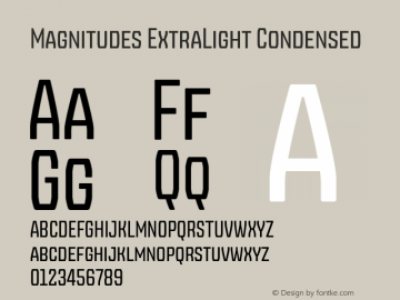 Magnitudes ExtraLight Condensed Version 1.000;hotconv 1.0.109;makeotfexe 2.5.65596图片样张