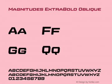 Magnitudes ExtraBold Oblique Version 1.000;hotconv 1.0.109;makeotfexe 2.5.65596图片样张