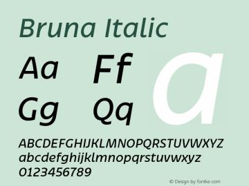 Bruna Italic Version 1.004;hotconv 1.0.109;makeotfexe 2.5.65596图片样张