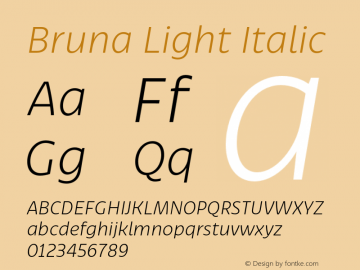 Bruna Light Italic Version 1.004;hotconv 1.0.109;makeotfexe 2.5.65596图片样张