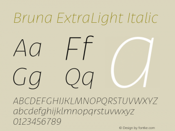 Bruna ExtraLight Italic Version 1.004;hotconv 1.0.109;makeotfexe 2.5.65596图片样张