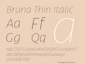 Bruna Thin Italic Version 1.004;hotconv 1.0.109;makeotfexe 2.5.65596图片样张